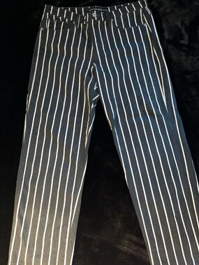 Guess Black Pants with White Vertical Pinstripes